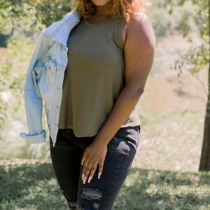 Olive green ribbed tank